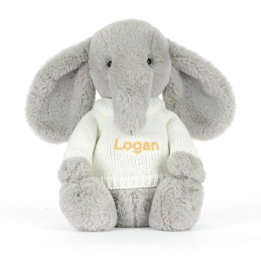 Bashful Luxe Elephant Thuddeus With Personalized Cream Jumper - US 0887