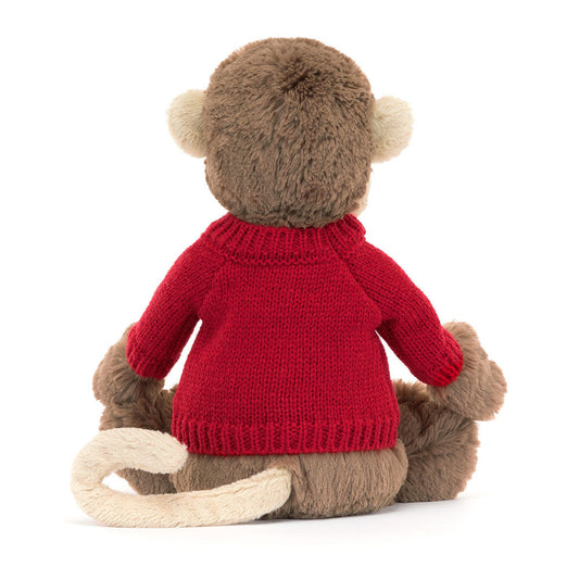 Bashful Monkey With Personalized Red Jumper - US 3282