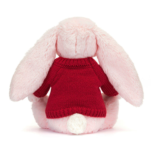 Bashful Pink Bunny With Personalized Red Jumper - US 4532
