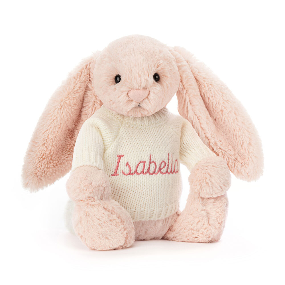 Bashful Blush Bunny With Personalized Cream Jumper - US 1241