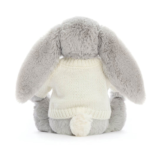 Bashful Silver Bunny With Personalized Cream Jumper - US 4175