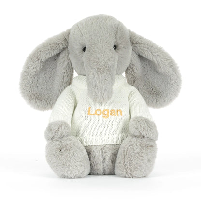 Bashful Luxe Elephant Thuddeus With Personalized Cream Jumper - US 0887