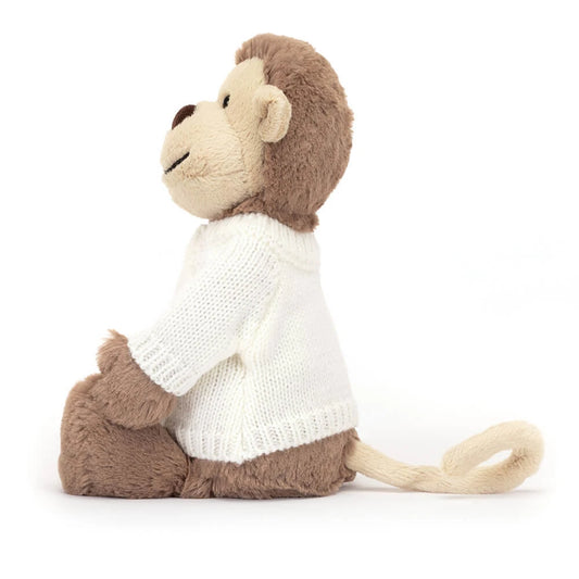 Bashful Monkey With Personalized Cream Jumper - US 7961