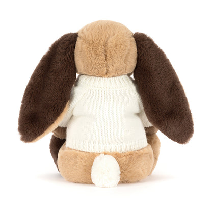 Bashful Patchwork Brown Bunny With Personalized Cream Jumper - US 0639