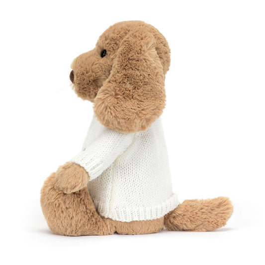 Bashful Toffee Puppy With Personalized Cream Jumper - US 9206