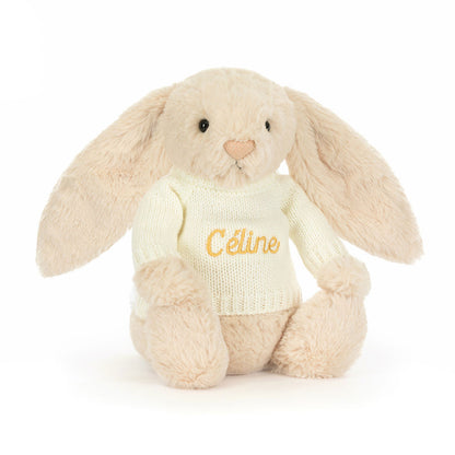Bashful Luxe Bunny Willow With Personalized Cream Jumper - US 7691