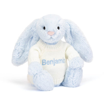 Bashful Blue Bunny With Personalized Cream Jumper - US 5947
