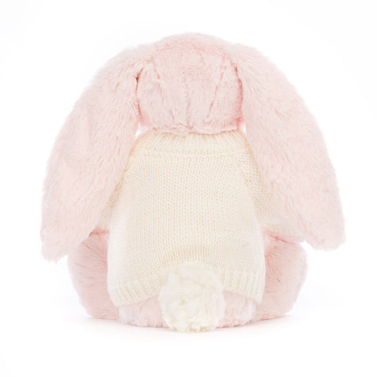 Bashful Pink Bunny With Personalized Cream Jumper - US 2288