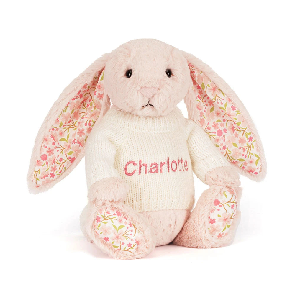 Blossom Blush Bunny 'Cherry' With Personalized Cream Jumper - US 9113