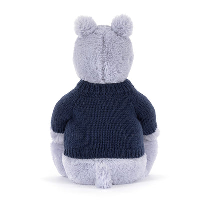 Bashful Hippo With Personalized Navy Jumper - US 2034