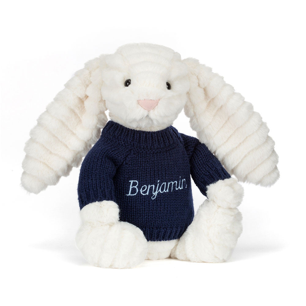 Bashful Luxe Bunny Nimbus With Personalized Navy Jumper - US 5967