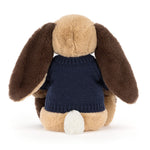Bashful Patchwork Brown Bunny With Personalized Navy Jumper - US 2965