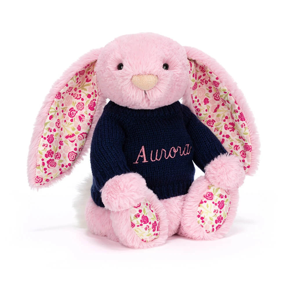 Blushkin Blossom Luxe Bunny With Personalized Navy Jumper - US 9155