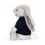 Blossom Silver Bunny 'Bloom' With Personalized Navy Jumper - US 1297