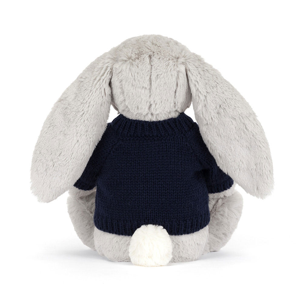 Blossom Silver Bunny 'Bloom' With Personalized Navy Jumper - US 1297