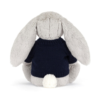 Blossom Silver Bunny 'Bloom' With Personalized Navy Jumper - US 1297