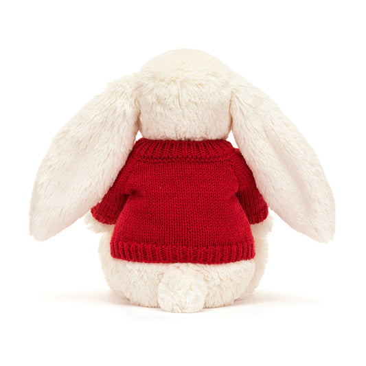 Bashful Cream Bunny With Personalized Red Jumper - US 3482