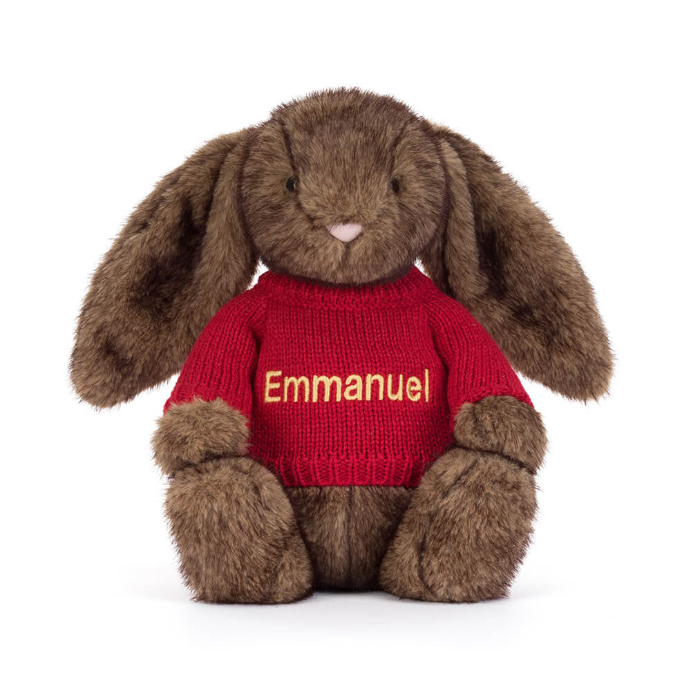 Hoppleston Luxe Bunny With Personalized Red Jumper - US 9700