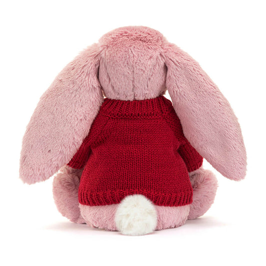 Bashful Tulip Pink Bunny With Personalized Red Jumper - US 0038