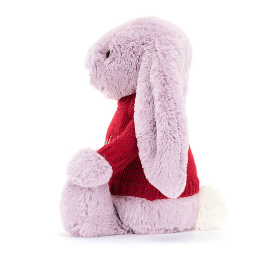Bashful Lilac Bunny With Personalized Red Jumper - US 5265