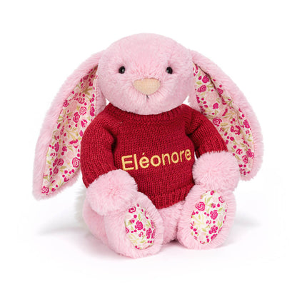 Blushkin Blossom Luxe Bunny With Personalized Red Jumper - US 7110