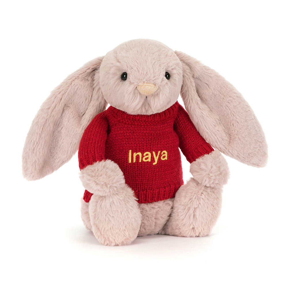 Bashful Luxe Bunny Rosa With Personalized Red Jumper - US 0231