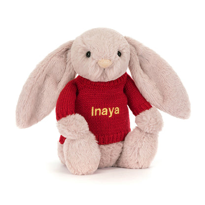 Bashful Luxe Bunny Rosa With Personalized Red Jumper - US 0231