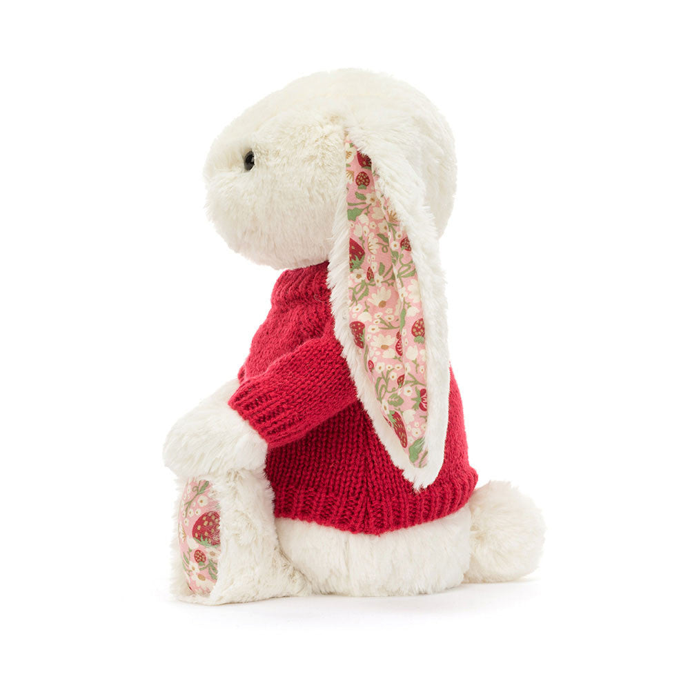 Blossom Cream Bunny 'Berry' With Personalized Red Jumper - US 1337