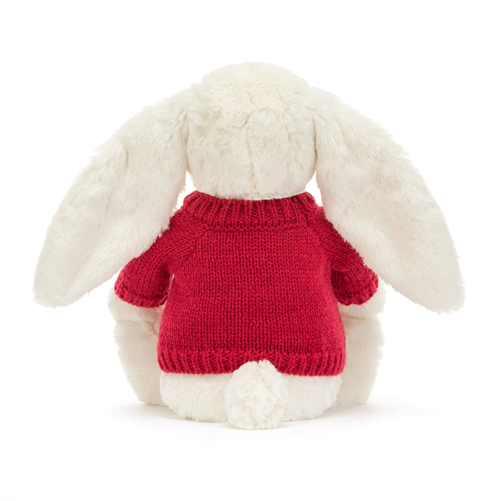 Blossom Cream Bunny 'Berry' With Personalized Red Jumper - US 1337