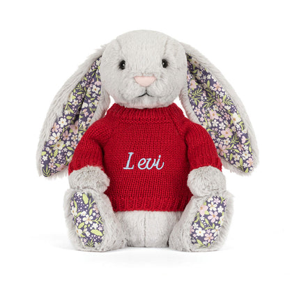Blossom Silver Bunny 'Bloom' With Personalized Red Jumper - US 2466