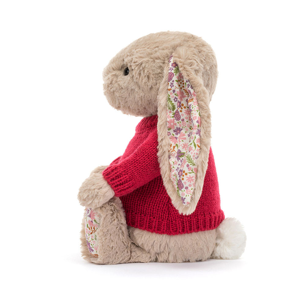 Blossom Beige Bunny 'Petal' With Personalized Red Jumper - US 9734