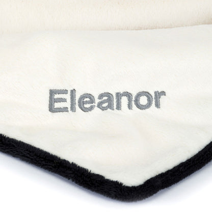 Personalized Bashful Black & Cream Puppy Blankie - US 9678